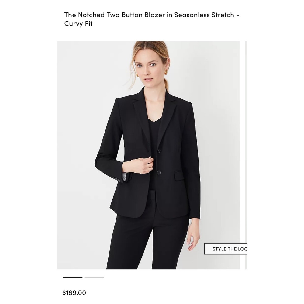 NEW Ann Taylor The Notched One Two Buttonβ Blazer classic Stretch Curvy Black 18